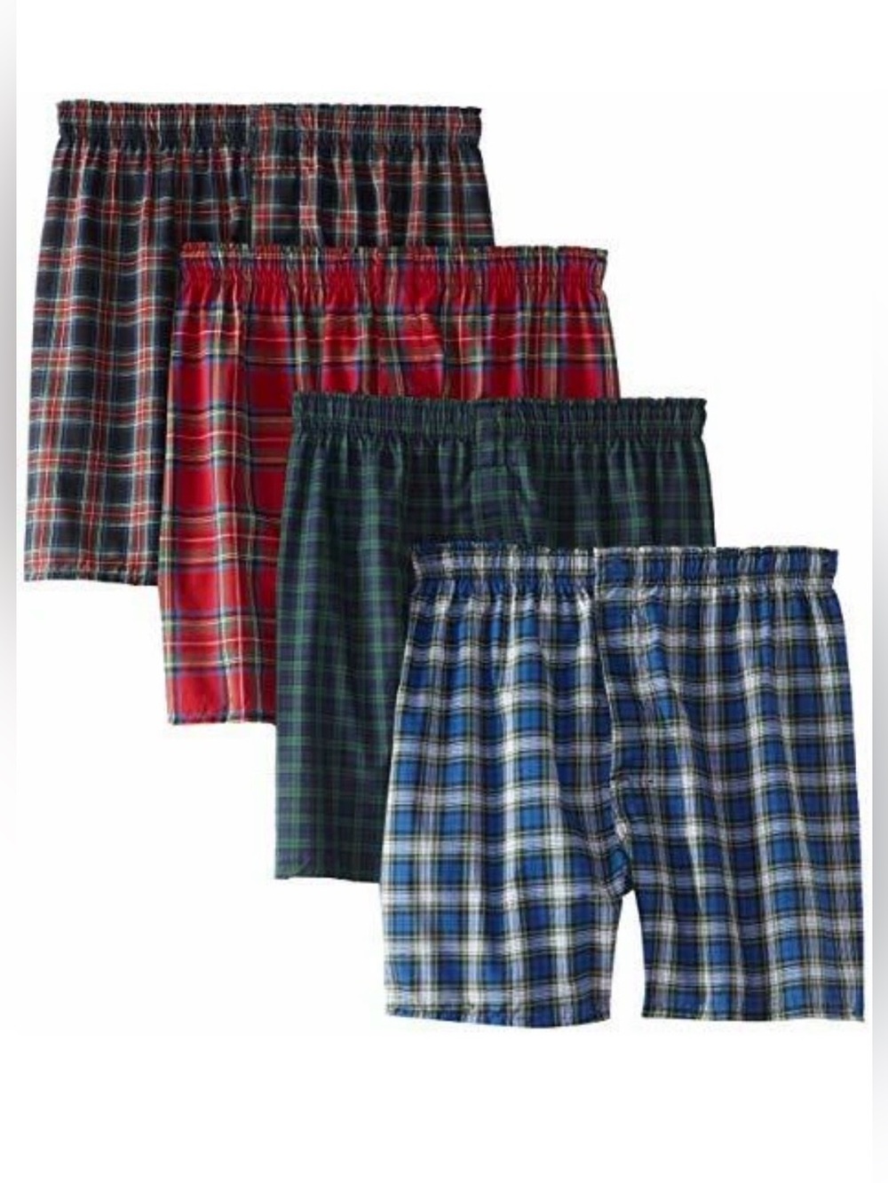 4 Pack HANES J838T4 Men’s Assorted Plaid Tagless Boxers Medium 32-34” NWT